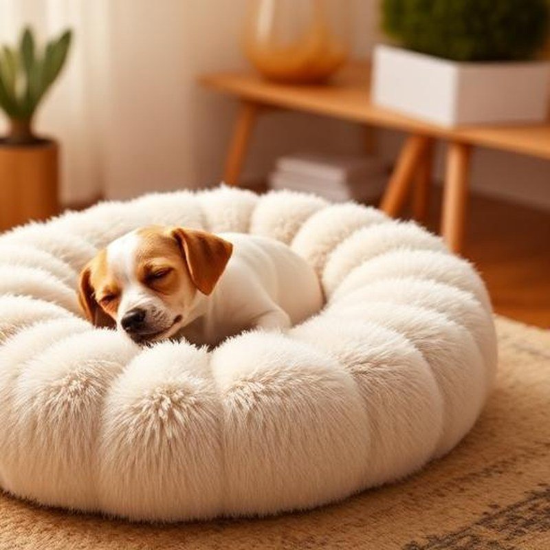 Calming Anti-Anxiety Ultra-Soft Donut Pet Bed - In use