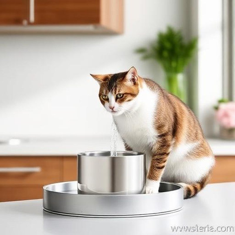 Ultra-Silent Stainless Steel Pet Water Fountain - In use