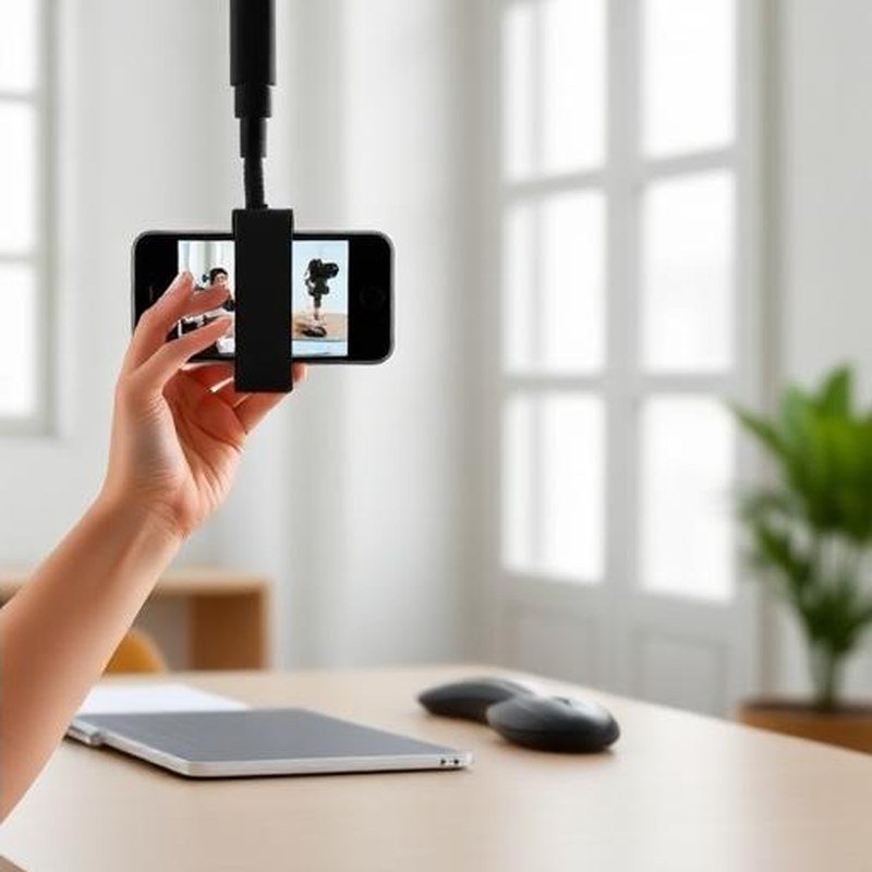 360-Degree AI Auto Face-Tracking Phone Mount - In use